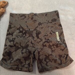 Gymshark Gray and Black Patterned Seamless Shorts